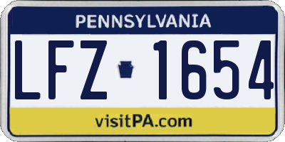 PA license plate LFZ1654