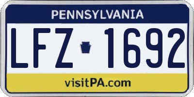 PA license plate LFZ1692