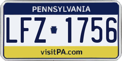 PA license plate LFZ1756