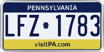PA license plate LFZ1783