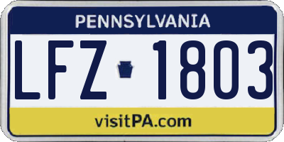 PA license plate LFZ1803