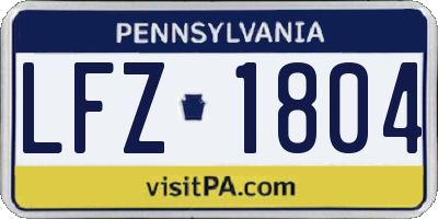 PA license plate LFZ1804