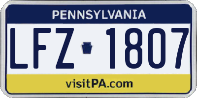 PA license plate LFZ1807