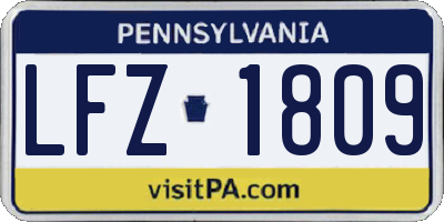 PA license plate LFZ1809