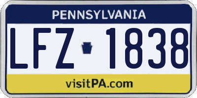PA license plate LFZ1838