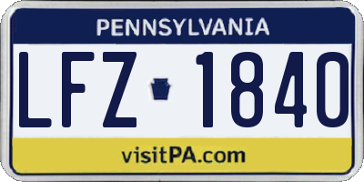PA license plate LFZ1840