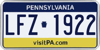 PA license plate LFZ1922