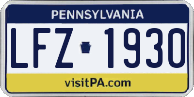 PA license plate LFZ1930