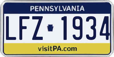 PA license plate LFZ1934