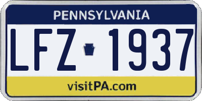 PA license plate LFZ1937