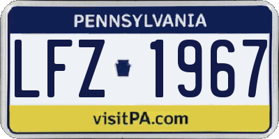 PA license plate LFZ1967
