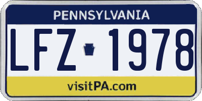 PA license plate LFZ1978