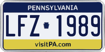 PA license plate LFZ1989