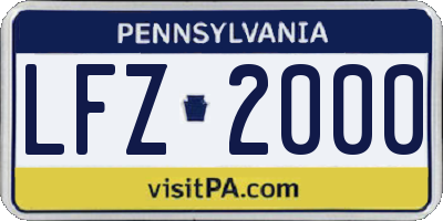 PA license plate LFZ2000