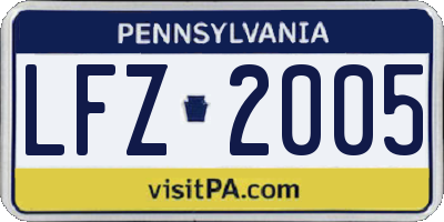 PA license plate LFZ2005