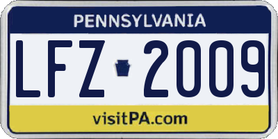 PA license plate LFZ2009