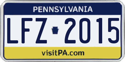 PA license plate LFZ2015