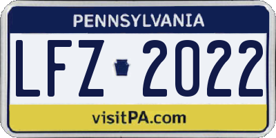 PA license plate LFZ2022