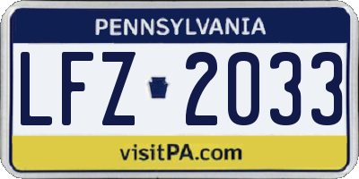 PA license plate LFZ2033