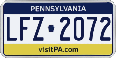 PA license plate LFZ2072