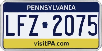 PA license plate LFZ2075