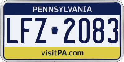 PA license plate LFZ2083