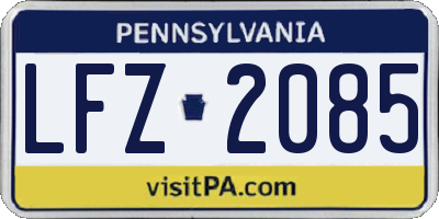 PA license plate LFZ2085