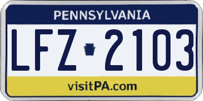 PA license plate LFZ2103