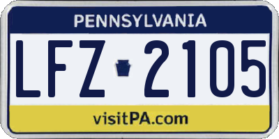 PA license plate LFZ2105