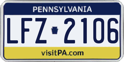PA license plate LFZ2106