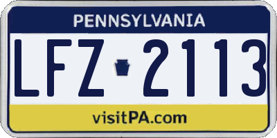 PA license plate LFZ2113