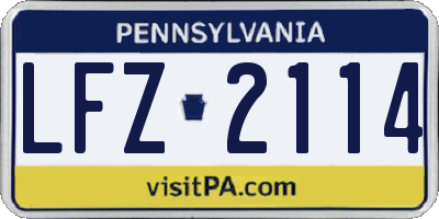 PA license plate LFZ2114