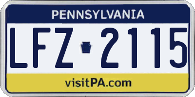 PA license plate LFZ2115