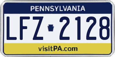 PA license plate LFZ2128