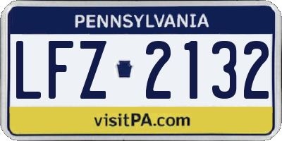 PA license plate LFZ2132