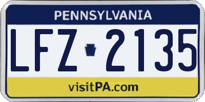 PA license plate LFZ2135