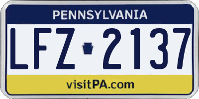 PA license plate LFZ2137