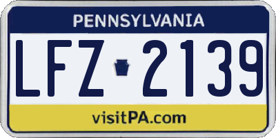 PA license plate LFZ2139