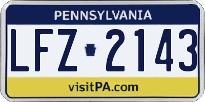PA license plate LFZ2143