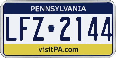PA license plate LFZ2144