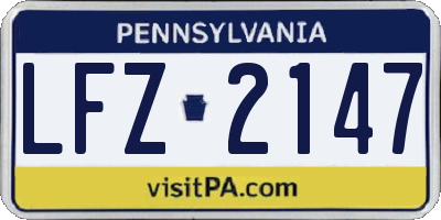 PA license plate LFZ2147