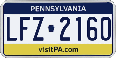 PA license plate LFZ2160