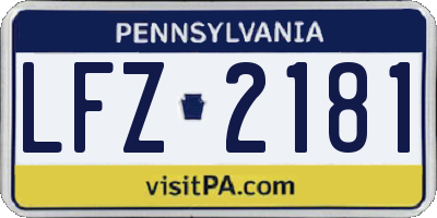 PA license plate LFZ2181