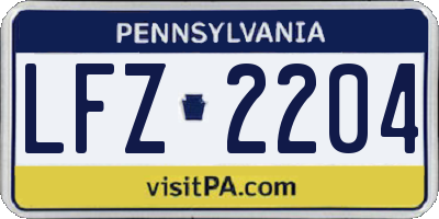 PA license plate LFZ2204