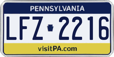 PA license plate LFZ2216