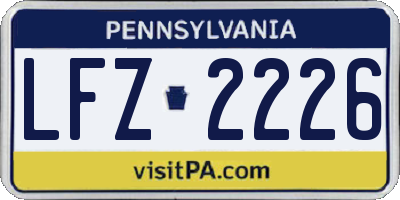 PA license plate LFZ2226