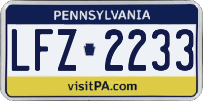 PA license plate LFZ2233