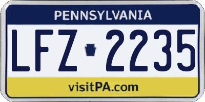 PA license plate LFZ2235