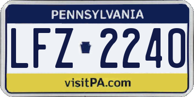 PA license plate LFZ2240