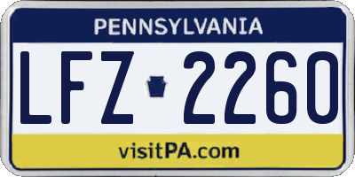 PA license plate LFZ2260